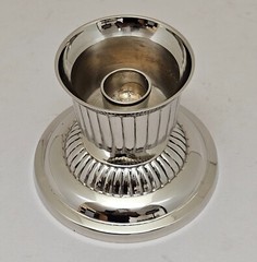 Candle Holder 5″D 10.5″Hi Set/2 Nickel Plated & Mirror Mosaic Shade FREE SHIPING