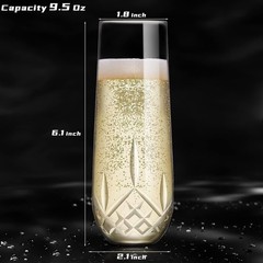 SHOSHIN Stemless Champagne Flutes Crystal, Hand 2.1inch * 6.1inch, Classic