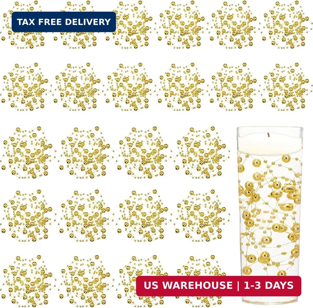Tondiamo 24 Pcs Artificial Pearl String for Floating Candle Faux Pearls Beads St