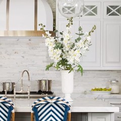 White Flowers Artificial Delphinium Combo Green Eucalyptus Stems White&green
