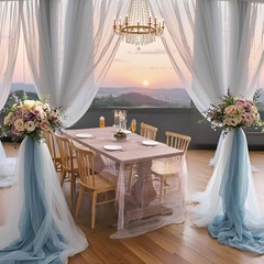 Lace Tablecloth Pearl Table Cloth Summer Sheer Tulle 86″ x 55″ (Oblong) Pink