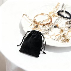 12pcs Black Velvet Drawstring Bags 3×4 inches Small Velvet Cloth Bags Jewelry