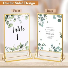 6 Pack 5×7 Inch Clear Acrylic Sign Holders, Double-Sided 5″ x 7″- 6 Pack Gold