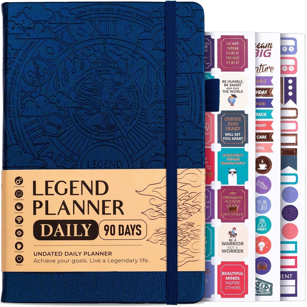 Legend Planner Daily for 3 Months – Undated Monthly Weekly & Daily Planner