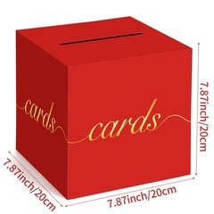 Red Card Box Gold Foil Slot Receiving Money Wedding Birthday Anniversary
