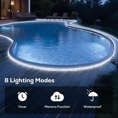100Ft 720 LED Rope Lights Outdoor Waterproof with Remote, 8 Modes and 4 Brigh…