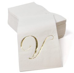 V Monogram Guest Napkins 100 Pack Initial Letter Personalized Napkins Paper D…