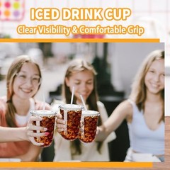 Pack Clear Plastic Cups with Lids and Straws,16 oz Disposable 50 16.0 ounces