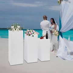 3 PCS Display Pedestal Stands White Square Tall Pedestal Stands Pedestal Wedding