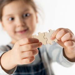 100 Pcs Unfinished Wood Puzzle Pieces Blank for Painting Crafts