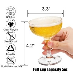 Set of 20 Coupe Cocktail Glasses, 5 Oz Small Acrylic Martini Glasses,