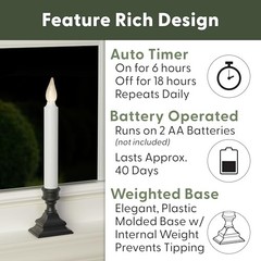 LED Battery Operated Window Candles with Timer, Bright Hot Antique Bronze