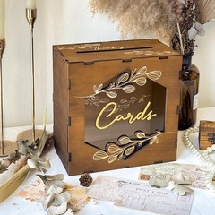Brown Wedding Card Box with Acrylic Window, Wooden Gift Card Box for Wedding …