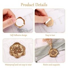 Yoption Wild Flowers Wax Seal Stickers, 50 Pack Antique Gold Wax Seal Sticker…
