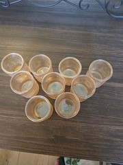 9 Piece Amber Gold Glass Primrose Votive Candle Holders 2.5”H x 2.5”W
