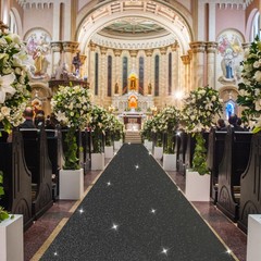Glitter Black Carpet Runner 2.46X15ft 200GSM Non-Woven Fabric Hollywood Event