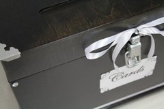 Wedding Card Box Trunk, Dark Brown Black Card Box, White Wedding Decor,