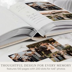 Beige Linen Wedding Photo Album for 4 x 6 Photos 8.8 Inch