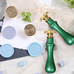 Elegant Initial a Wax Seal Kit,2Pcs Exquisite Brass Stamp Heads with Eucalyptus