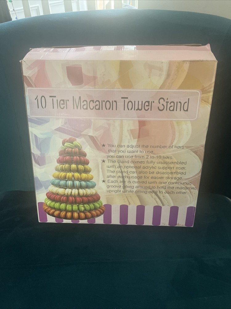 10 Tier Round Macaron Tower Macaron Stand to Hold 230 Macarons w/ACRYLIC RISER