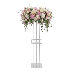 2-Tier Flower Display Stand Wedding Floral Holder Decoration Rack Silver H:133cm