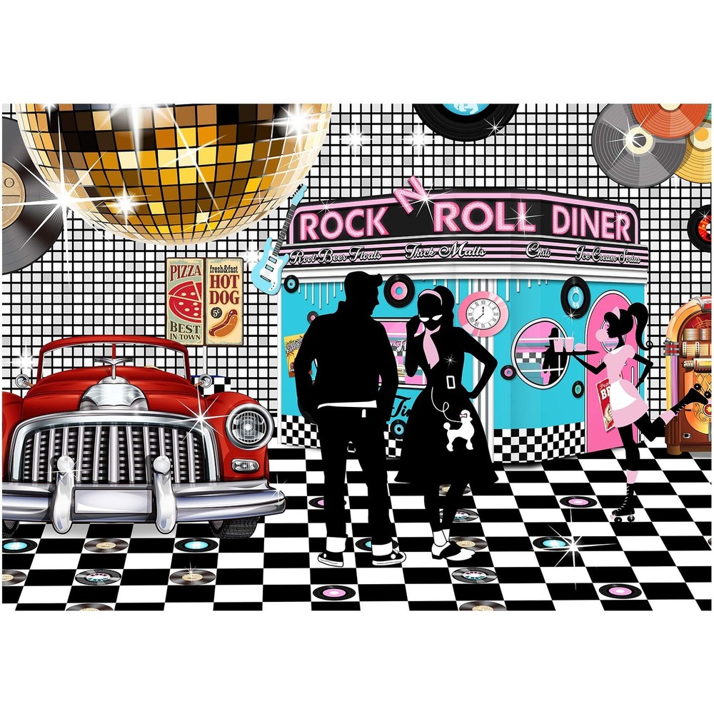 50s Diner Backdrop Large Banner Decoration Dessert Table Background Photoboot…