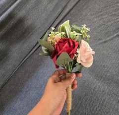 Artificial Wedding Rose & Eucalyptus Bouquet Bunch Red Blush Pink Green White