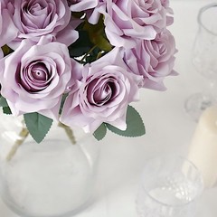 LAVENDER 2 Bushes 17″ Silk Roses Artificial FLOWERS Bouquets Party Decorations