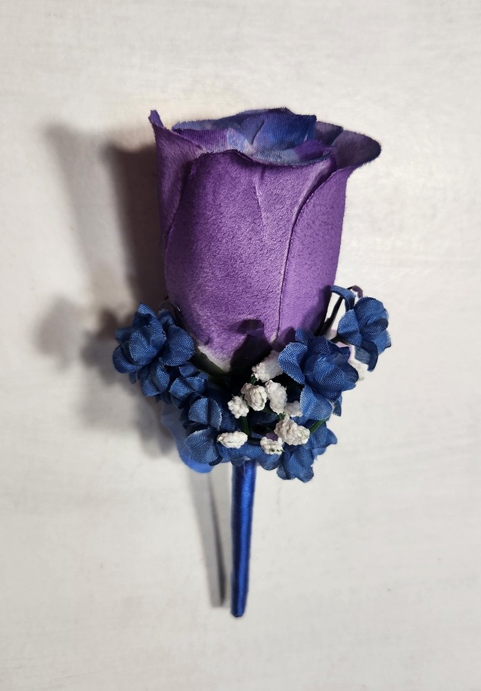 Light Purple Royal Blue Rose Calla Lily Bridal Wedding Bouquet Accessories