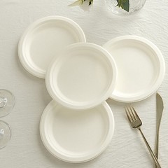 50 Round 7″ White Bagasse Sustainable Salad Plates Party Tableware Decoration