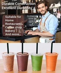 2 oz Clear Plastic Cups with Lids and STRAWS, Disposable Drinking 1 12 oz Cups