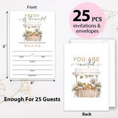 HONPHAX Fresh Off the Market Bridal Shower Invitations, 4″ x 6″ (A6), Boho