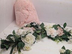 Artificial Rose Flower Garland Pink White And Navy Blue Greenery Wedding Floral
