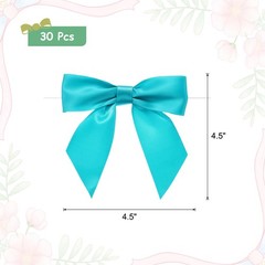 30 Pcs Pre-Tied Bows Satin Ribbon Bows 4.5″ Twist Ties Gift Bows Fresh Blue