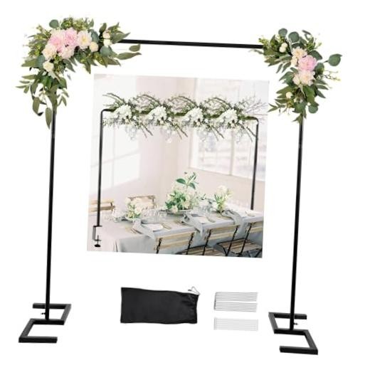 8.2 FT Wedding Arch Rectangle Stand Square Backdrop Stand, Extra Matte Black