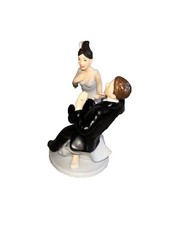 Porcelain Ceramic Wedding Cake Topper Bride Groom Funny Comical Reception Decor