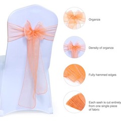 10/20/50/100/150pcs Organza Wedding Chair Cover Bow Sashes Ribbon Tie Back Sash