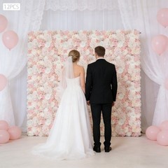 Flower Wall Panel Artificial Flower Wall Backdrop Flower Decoration 12 Pcs