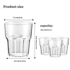 6 PCS Clear Plastic Tumblers, Resuable Drinking Glasses 8.8 OZ, BPA Free