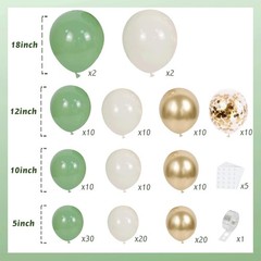 Sage Green White Sand Balloon Arch 18inch, 12inch, 10inch, 5inch, Gold