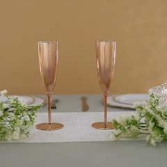 6 pcs Blush Premium Metallic Plastic 5 oz Champagne Flutes Party Disposable