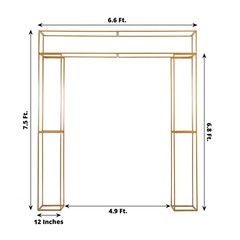 7.5 ft tall 3D Gold Rectangular Metal Wedding Arch Backdrop Stand Decorations