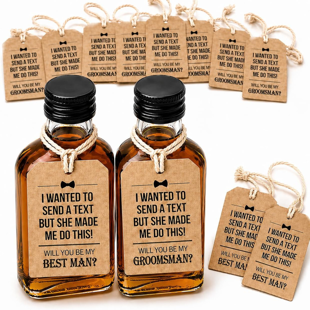 Groomsmen Proposal Gift Hang Tags Set of 10 | 8 Will You Be My Groomsman + 2 Wil