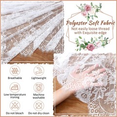 Chumia 10 Pcs Lace Tablecloth Rectangular 60 x 120 Inch 60 X 120 Inch, White