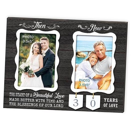 Then & Now Double Picture Frame Holds 3.5×5 brown then & now frame double