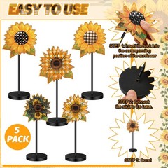 Yousoontic 5 Pcs Summer Sunflower Table Decor Standing Bright Color