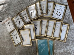 Gold Wedding Table Decorations (Table Numbers, Signage, Tablecloth & more!)