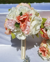 Wedding bouquet- set peach blush Ivory flowers 20 pieces