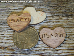 100 Pcs 1″ It’S a Girl Wooden Heart Confetti Engraved Rustic Baby Shower Wood He