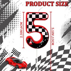 Black and White Plaid Digital Birthday Candles, Racing Theme Party Cake Decor…